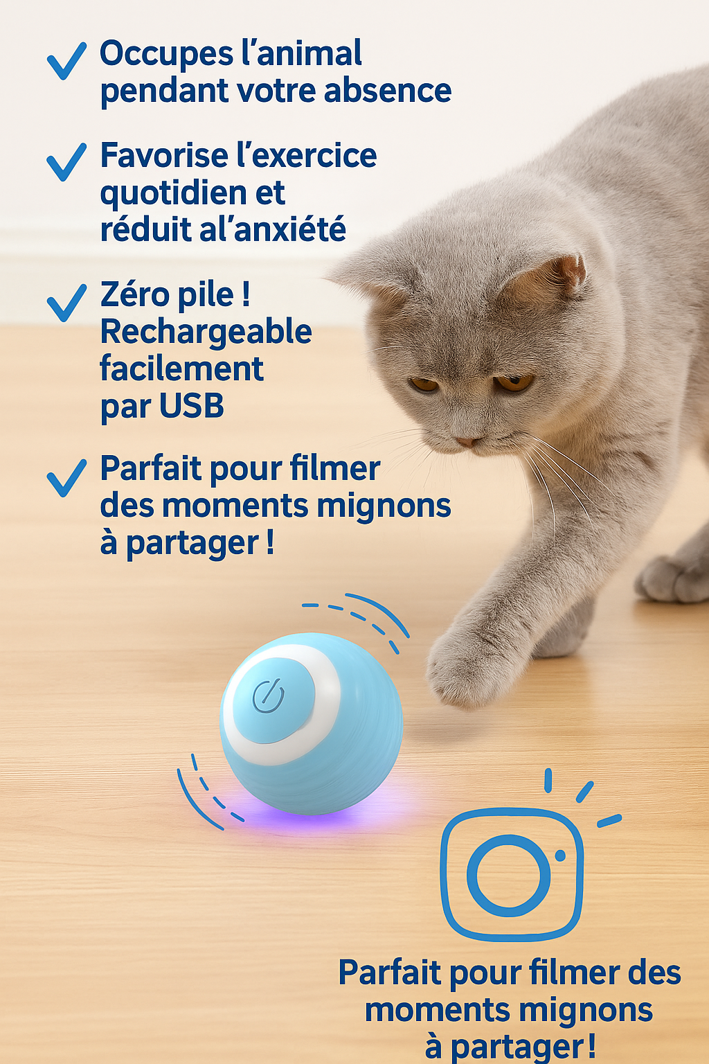 Balle interactive pour chat
